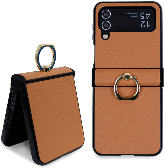 리네시 갤럭시 호환 Z플립 지플립 힌지보호 가죽 링 핸드폰 케이스