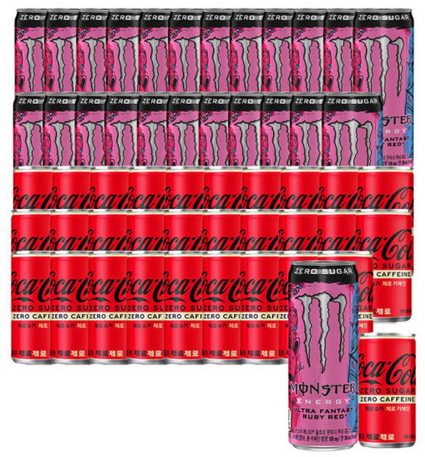 몬스터 에너지 루비레드 355ml x 24캔 + 코카콜라제로제로 190ml x 30캔, 720개입
