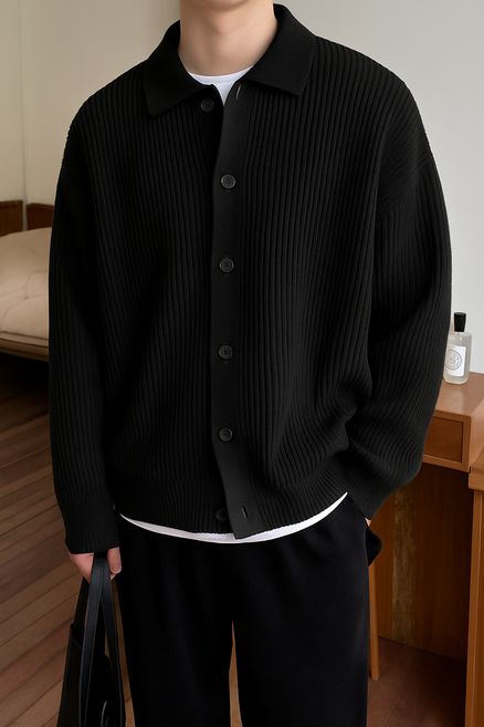 아르테리에 남자 오버핏 가디건 워셔블 카라 니트가디건