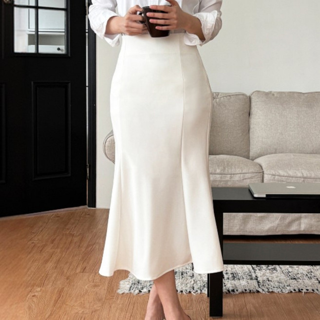 데일리픽쳐 여성용 국내제작 H라인 슬림 롱 스커트 오피스 하객룩 44~66사이즈