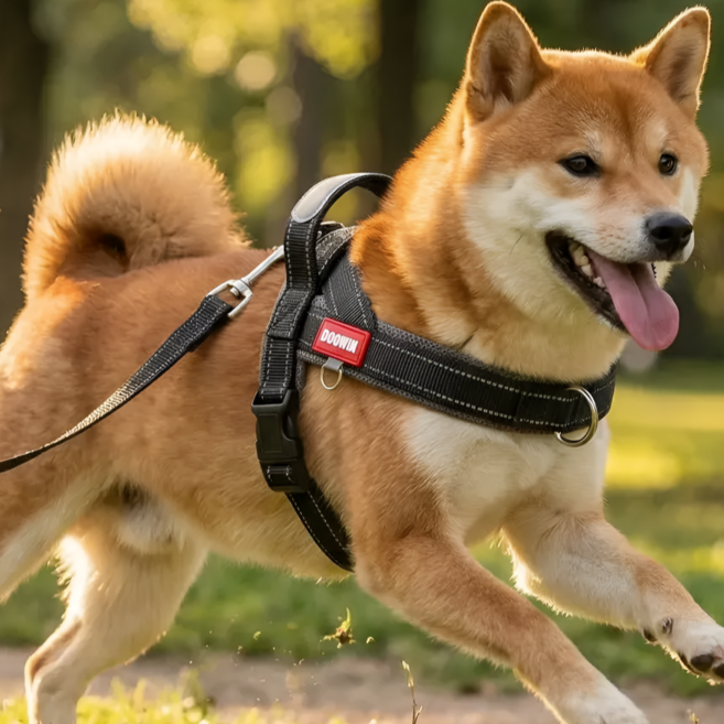 오브리버티 저자극 경량 강아지 앞섬방지 하네스, 1개, 블랙