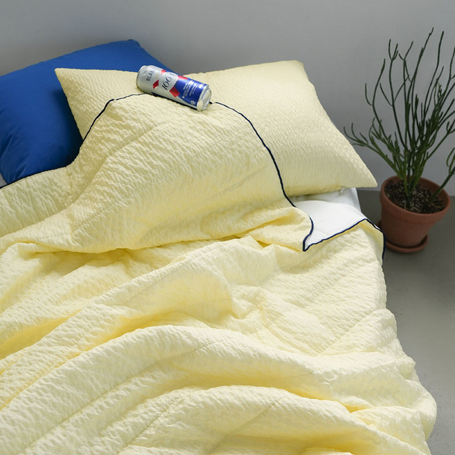 더블쿨 여름 순면 알러지케어 시어서커 쿨 냉감차렵이불 세트 3colors (SS/Q)