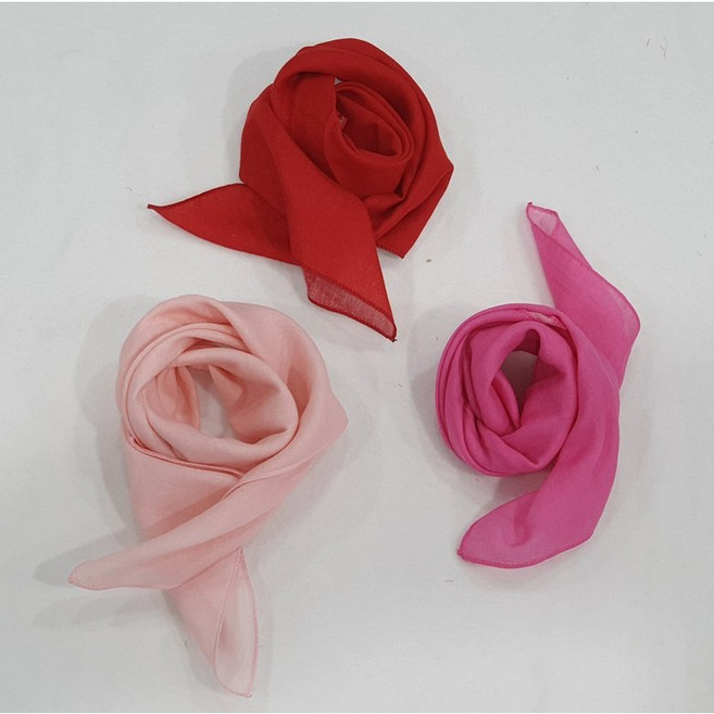 국산 무지 스카프 쁘띠 여성 목 단색 면 거즈 손수건