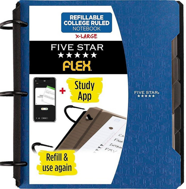 Five Star Flex 29324AQ8 하이브리드 노트바인더 3.8cm (1-1/2 인치) 바인더 노트북 및 올인원 바인더 그린, 1개, 퍼시픽 블루