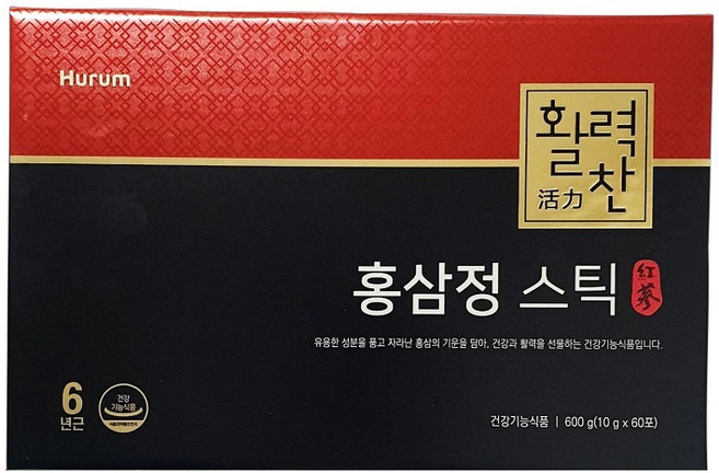 휴럼 활력찬 홍삼정 스틱 10g x 60포 2개월분 코스트코 선물세트, 1박스, 600g