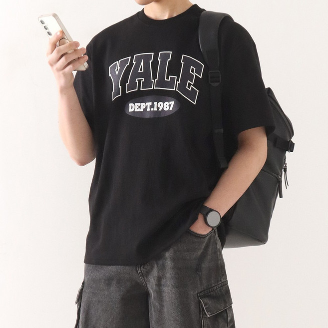 비침없이 도톰한 와이엘 프린팅 특양면 오버핏 반팔티 ZZBTB086