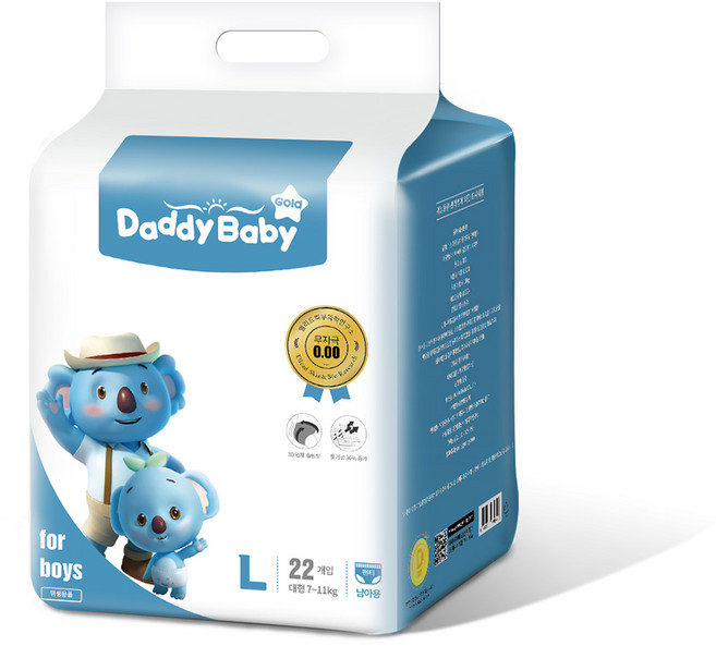 대디베이비 골드 팬티기저귀 남아용 대형, 대형(L), 22매