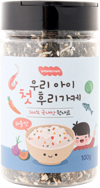 순수 국내산 베베바베 우리 아이 첫 후리가케 해물맛 - 무염 아기 이유식 유아식 추천, 100g, 1개