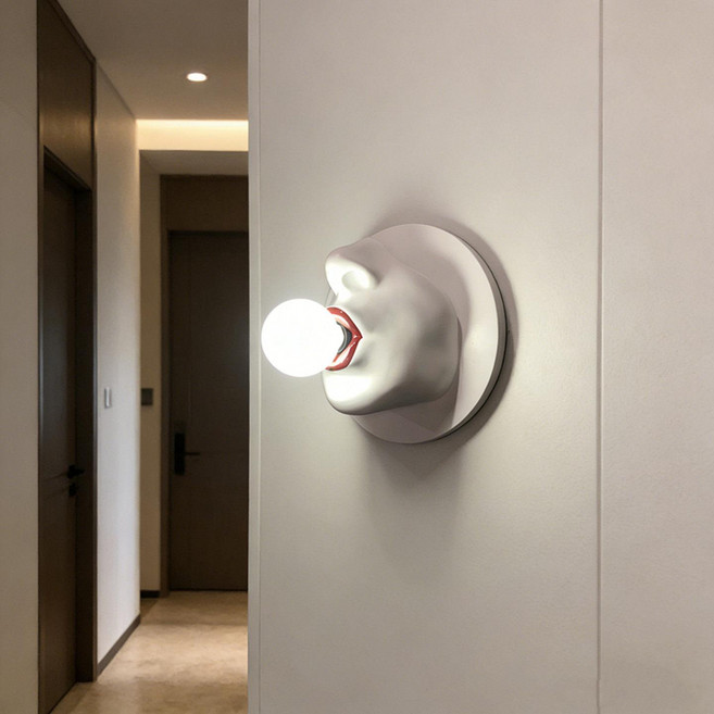 LED 침실 벽조명 입술 모양 무드등 바 레스토랑 카페 인테리어조명, 소형 웜화이트