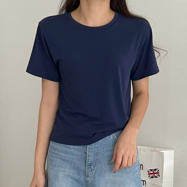 마이쏭 여성 반팔티 스판 무지 여름 이너 르솜세미크롭반팔티