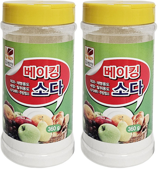 뚜레반 베이킹소다 360g 식용 식소다 과일세척 세정제 욕실 청소 세제, 2개