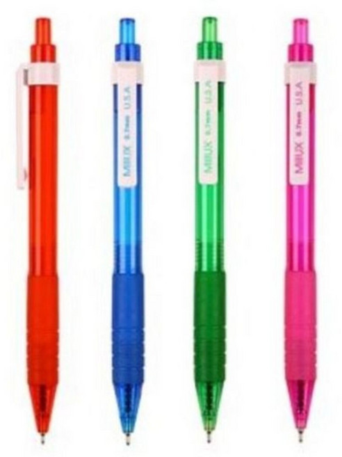 밀룩스 볼펜 니들 칼라 0.7mm, 혼합(핑크 그린 블루 레드 각 2개씩), 16개