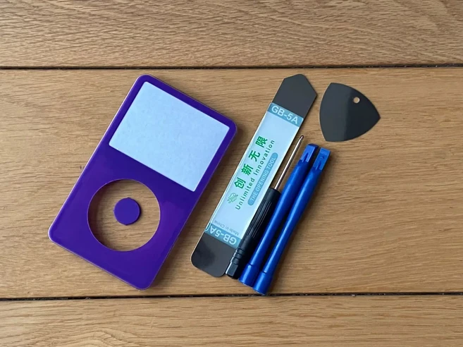 아이팟 클래식 5세대 5.5세대 전면 케이스 패널 30GB 60GB 80GB 비디오 블랙 화이트 투명 퍼플 블루 옐로우, 01 CHINA, 05 Purple dot Tool