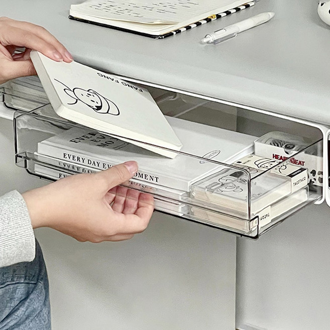 루시아이 붙이는 투명창 히든 서랍 2size, 1개, 소형, 투명