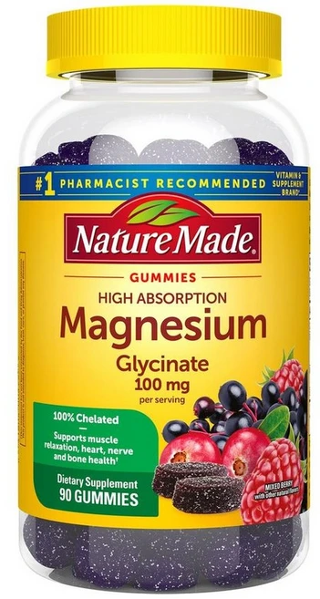 네이처메이드 마그네슘 글리시네이트 100mg 베리맛 구미, 1개, 90정 - 쿠팡