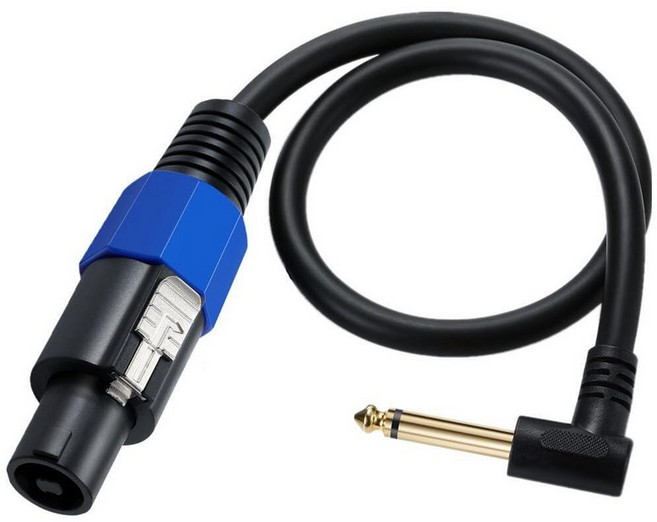 스피크온 투 14 모노 스피커 케이블 6.35mm14 TS 플러그 남성 오디오 어댑터트위스트 잠금 포함 DJPA 코드용 50cm0.5FT남성에서 직각으로 말하기, Speakon male to 1/4 male Right