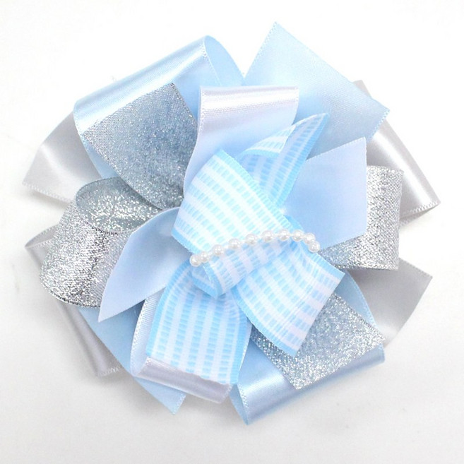 나모몰 핸드메이드 리본꽃 완성리본, 드림(하늘), 1개