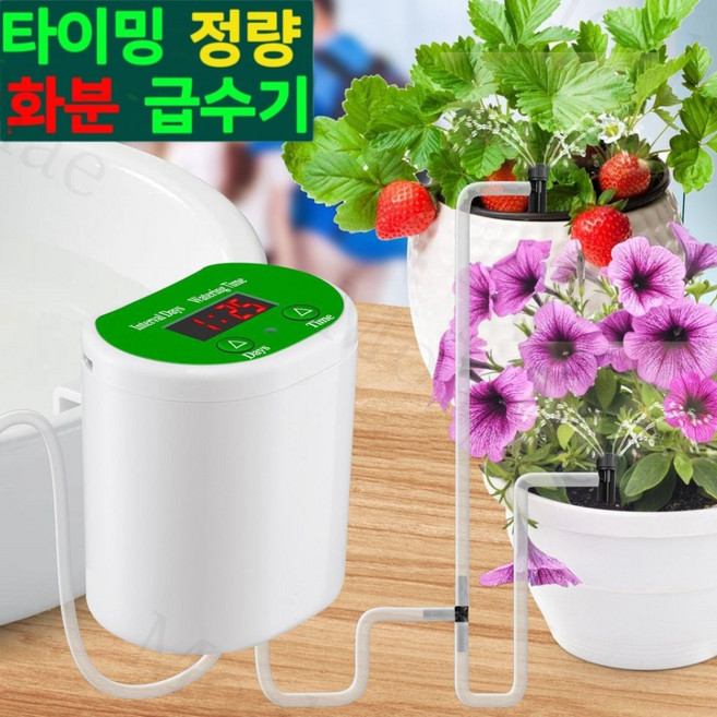 Mochae 식물 자동 물주기 자동 급수 타이머 정원 관수 시스템 화단 텃밭 급수기 세트 12개 화분 스프링클러, 흰색, 1세트