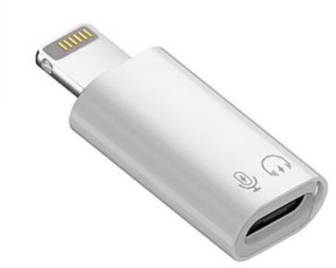 아이폰 라이트닝 to C타입 외장 마이크 변환 이어폰 8핀 OTG 젠더, 1개, 화이트, 2cm