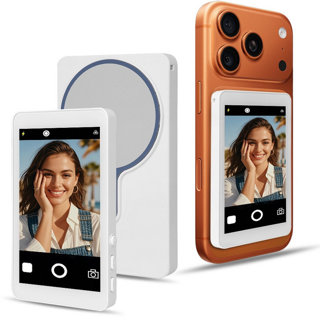 후면 셀카 모니터 후면 카메라 미러링 셀카 모니터 맥세이프 후면카메라 모니터 셀카모니터 셀피뷰어 미러링 스크린, 1개, 화이트