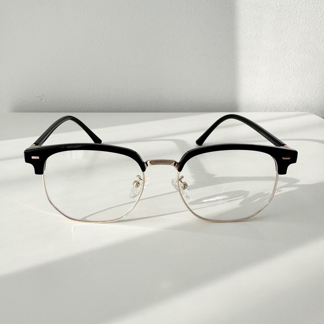 남녀공용 사각 라운드 반무테 안경테 안경 베이직 트렌디 심플한 깔끔한 남자반무테안경