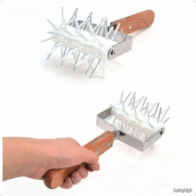 피자 반죽 도우 스파이크 롤러 기포방지 타공 롤러 25cm 바삭한 수제 피자 도구, 1개