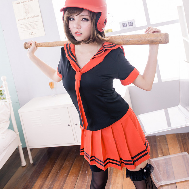 A7037 萌系水手服紅 黑角色扮演服COSPLAY服裝 派對學生制服表演服[], 1個