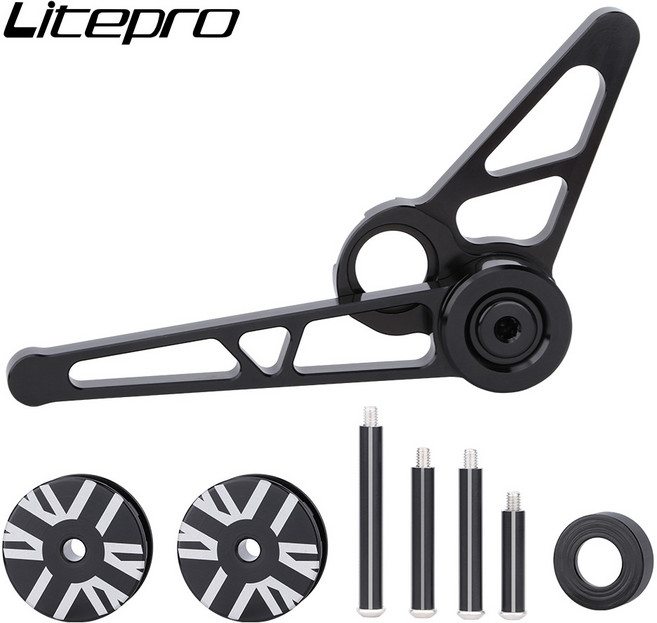 Litepro 접이식 자전거 6 속도 뒷 변속기 후면 다이얼 텐셔너 Brompton 3Sixty 용 알루미늄 합금 체인 안정, 01 black a set, 1개