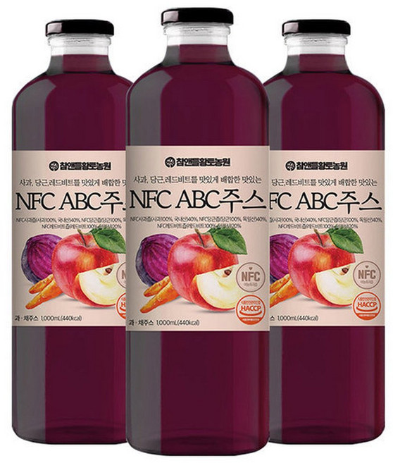푸르담 착즙 ABC주스, 3개, 1L