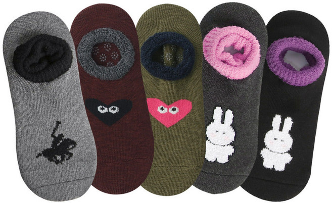 5켤레 제이케이sp 국산 겨울 방한 통파일 캐릭터 논슬립 덧신양말