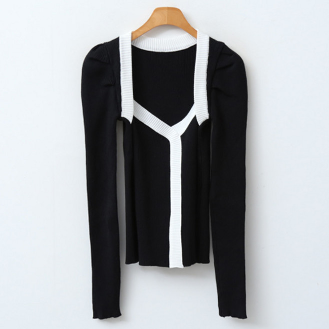 엔비룩 하트배색골지니트