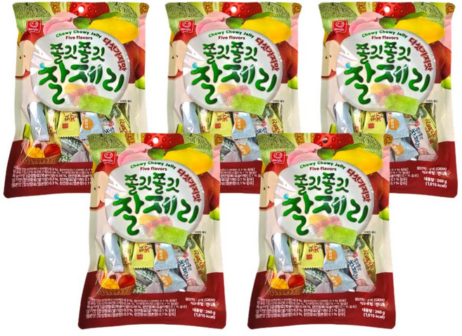 한진식품 다섯가지 과일맛 믹스 쫄깃쫄깃 찰제리, 5개, 260g