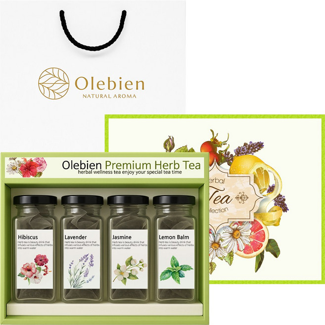 올레비엔 여성을 위한 침출차 4종 세트, 1세트, 히비스커스 15g + 라벤더 15g + 자스민 15g + 레몬밤 15g