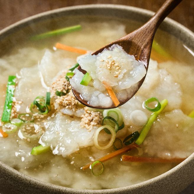 토박이마을 강원도 납작한 생감자 옹심이 수제비(육수스프포함) 떡국 전골, 1개, 510g