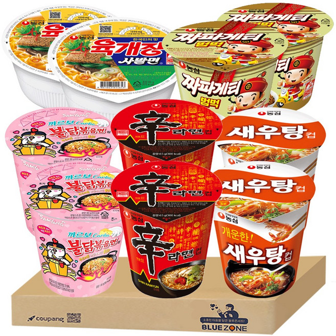 [블루존] 소컵라면 5종 (신라면+육사발+새우탕+짜파게티+불까) x 2세트