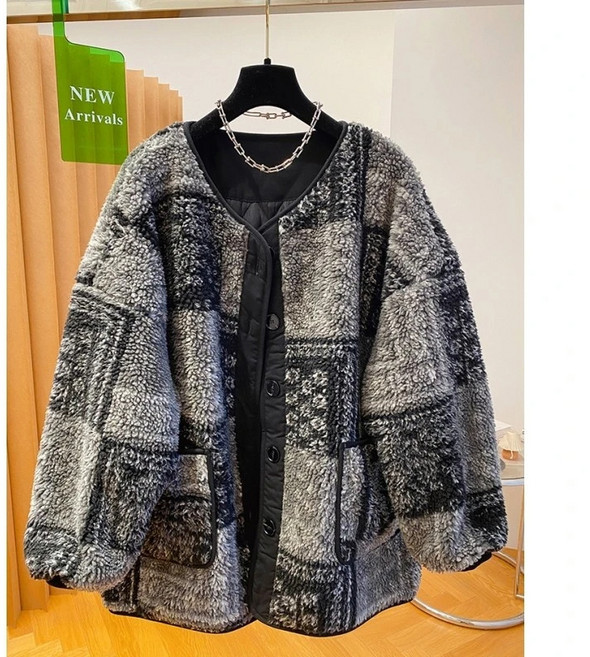 ZAJA 겨울 도톰 코트 루즈핏 고급 램스울 캐주얼 여성 무스탕