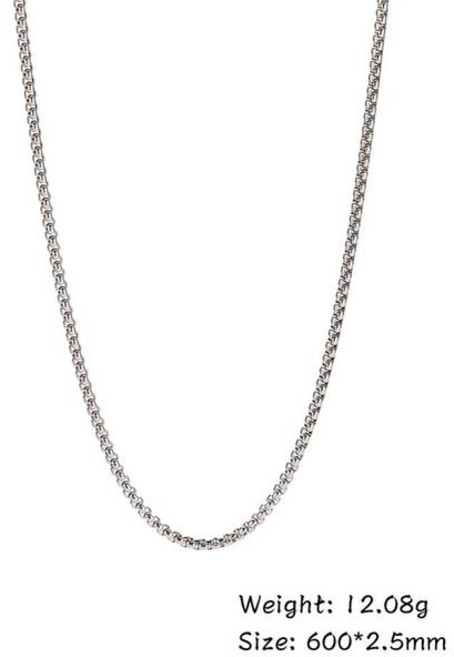 스텐체인 Skyrim 패션 60cm 긴 박스 체인 목걸이 스테인레스 스틸 스테이트먼트 24mm 단단한 쥬얼리 선물 남성 여성, 6) 2.5 mm wide - 50cm