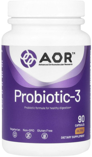 몸관리하세요 겨울입니다 Advanced Orthomolecular Research AOR 프로바이오틱-3 캡슐 90정 특별관리진행, AdvancedOrthomolecularResearch, 1개