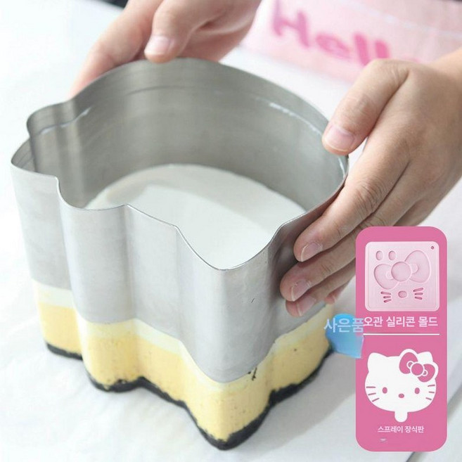 쿠키커터 스텐 고양이모양 요리 쿠키만들기 무스링 높이조절 베이킹틀 쿠키커터세트 헬로키티쿠키, 1개