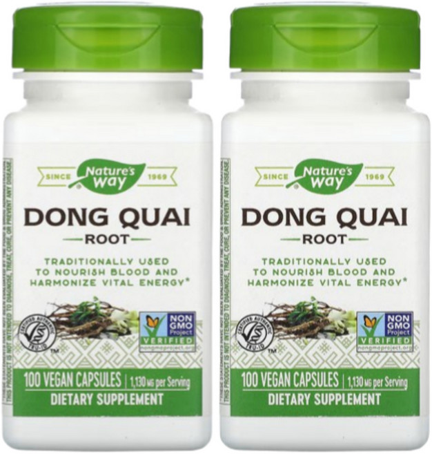 미국산 네이처스웨이 당귀 뿌리 1130mg 100정 Dong Quai Root 2팩 Nature's Way 선물증정, 2개