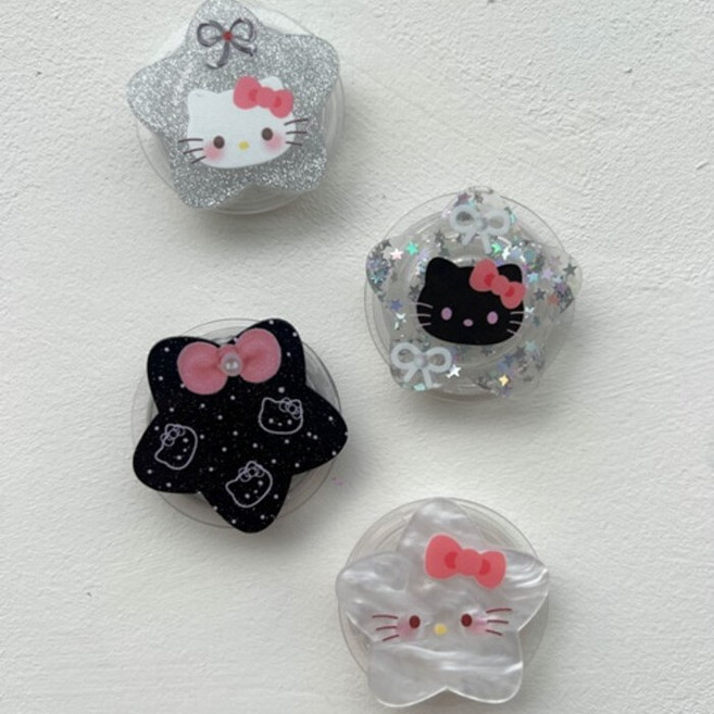 키티 블링 접착식 그립톡 스마트톡 거치대 비비드 핑거톡, 1개, 투명