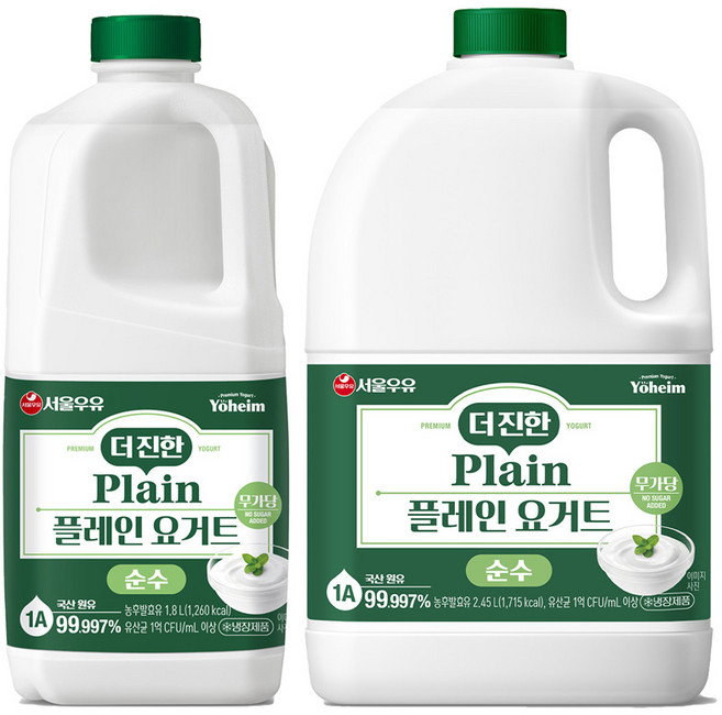 서울우유 순수무가당 더진한 플레인요거트 당무첨가 4.25리터, 4.25L