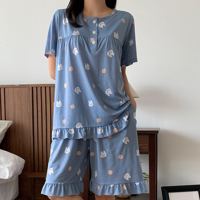 MUGIO 쿨링 여름잠옷 시원한 냉감 여성 상하세트