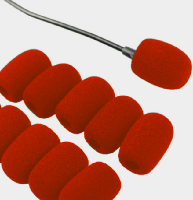 핀 마이크 커버 스펀지 컬러 10개 세트, 레드