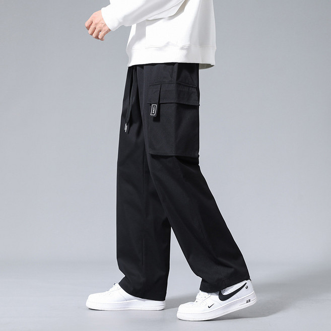 長多口袋夏季褲子休閒褲寬鬆款大碼男士直筒工裝褲男春秋透氣