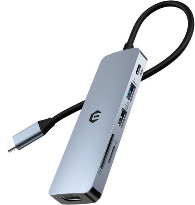 USB 허브 4in1 30 울트라 슬림 어댑터 스플리터 4개의 포트 포함 맥북 프로에어 맥 미니 아이맥 맥프로 윈도우 노트북 서피스 프로 XPS용, OBERSTER 6 in 1 USB C 어댑터, 1개