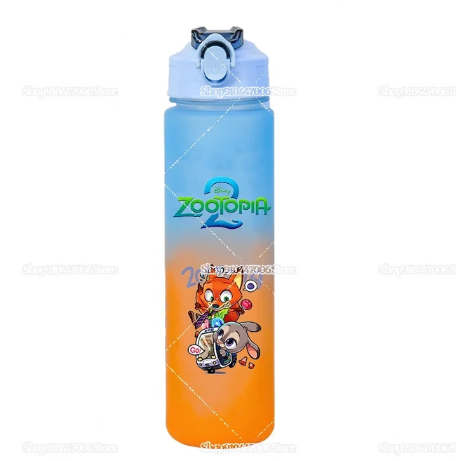 카툰 주토피아 2: 비유인류의 부상 물병 귀여운 주디 닉 프린트 휴대용 빨대 컵 손잡이가 있는, 16 FKDW 159