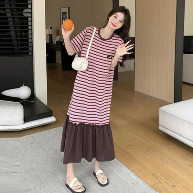 뉴욕멋쟁이 조안 스트라이프 반팔원피스