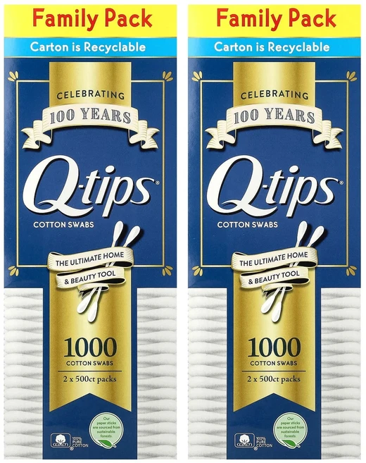건강챙기세요 Q-tips 면봉 패밀리 팩 2팩 팩당 면봉 500개 백살까지오래오래, Qtips 면봉 패밀리 팩 2팩 팩당 면봉 500개 - 쿠팡