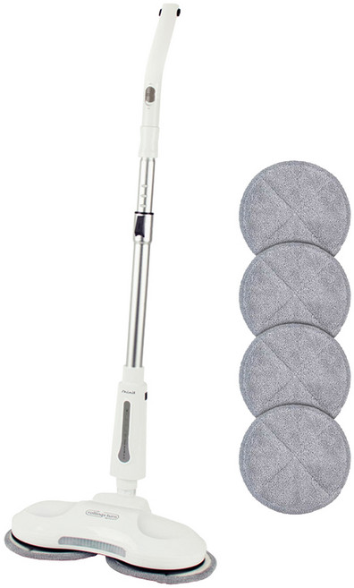 신일 듀얼스핀 무선 물걸레 청소기 SDC-WC2004 + 극세사패드 4p, 화이트, sdCWc2004